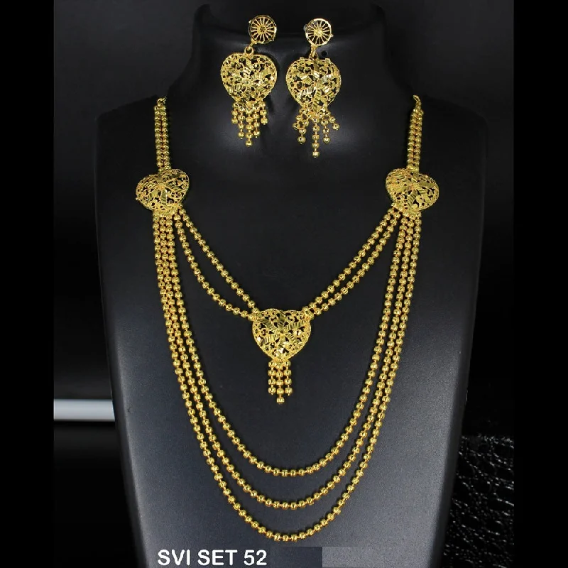 women’s unique pendant necklaces-Mahavir Forming Gold Necklace Set - SVI SET 52