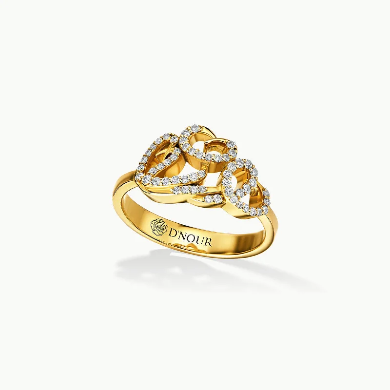 women’s sapphire rings-Allusia Love Detailed 18K Gold Ring w. Diamonds