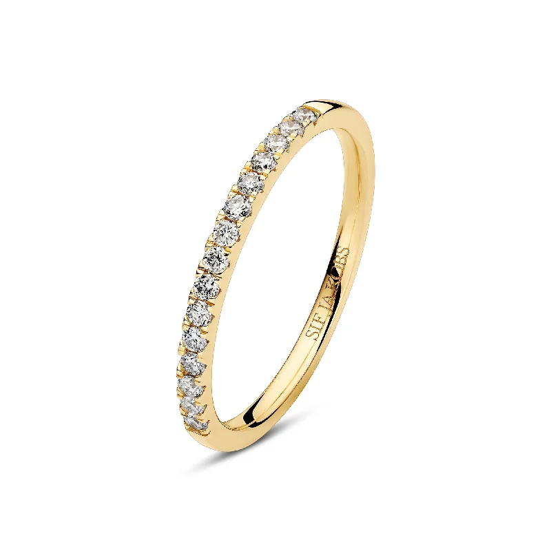 women’s simple gold rings-Alba 14K Gold Ring w. Lab-Grown Diamonds