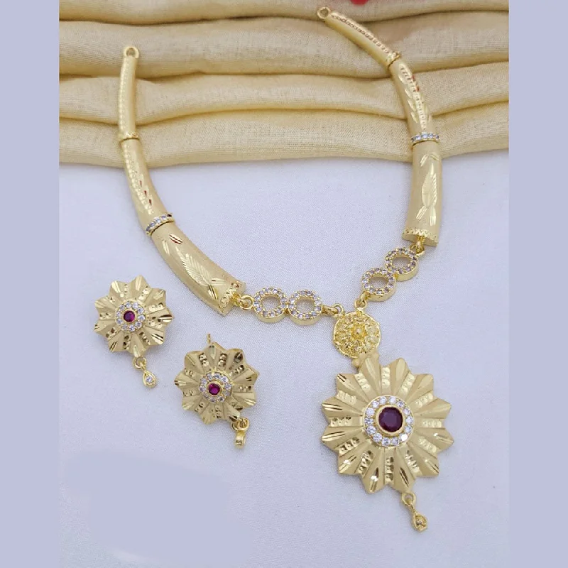 women’s long necklaces-FS Collection Gold Plated Austrian Stone Necklace Set