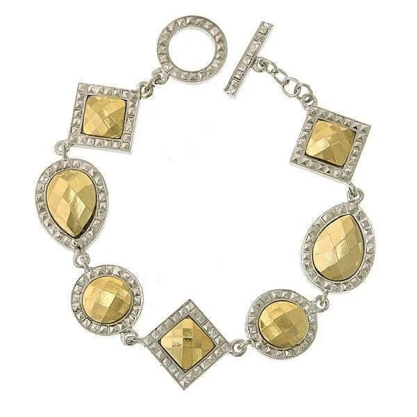 women's topaz bracelets-1928 Jewelry Fusion Lux Multi Stone Toggle Bracelet