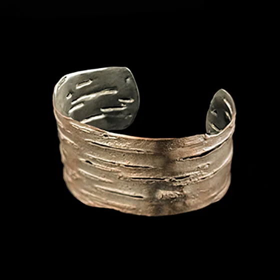 women's eco-friendly bracelets-Birch Bark Cuff - Silver