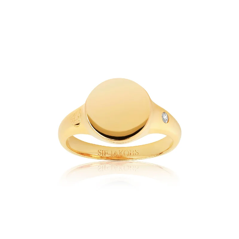 women’s wedding bands with diamonds-Follina Pianura Piccolo Gold Plated Ring w. White Zirconia