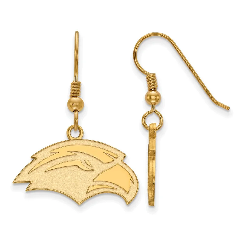 women's unique earrings-14k Gold Plated Silver University of Southern Miss Dangle Earring