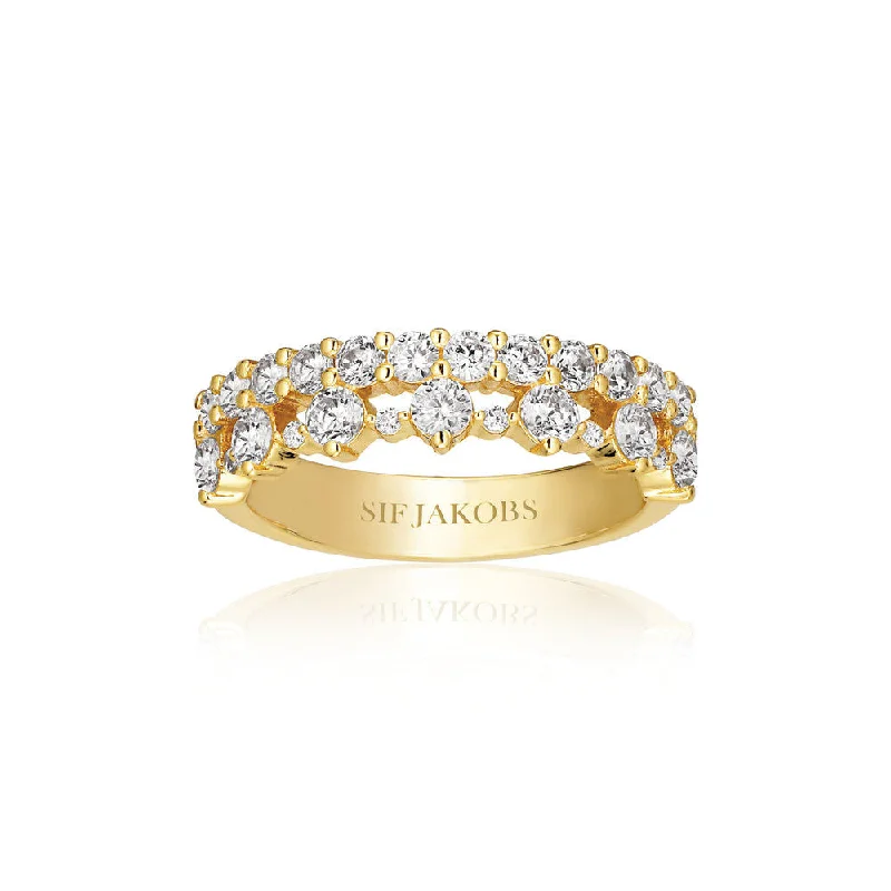 women’s wedding bands-Livigno 18K Gold Plated Ring w. Zirconias