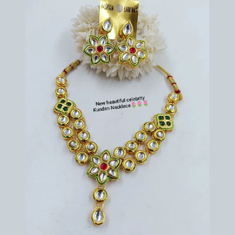 women’s vintage charm necklaces-Manisha Jewellery Gold Plated Kundan Stone Necklace Set