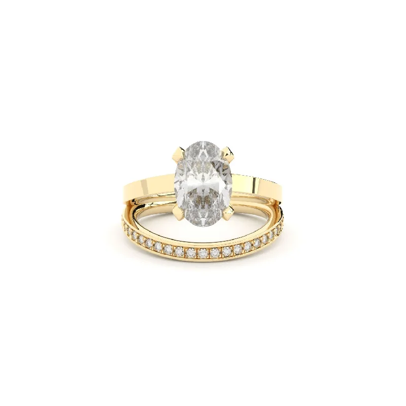 women’s geometric rings-Reflection 18K Gold Ring w. Lab-Grown Diamonds