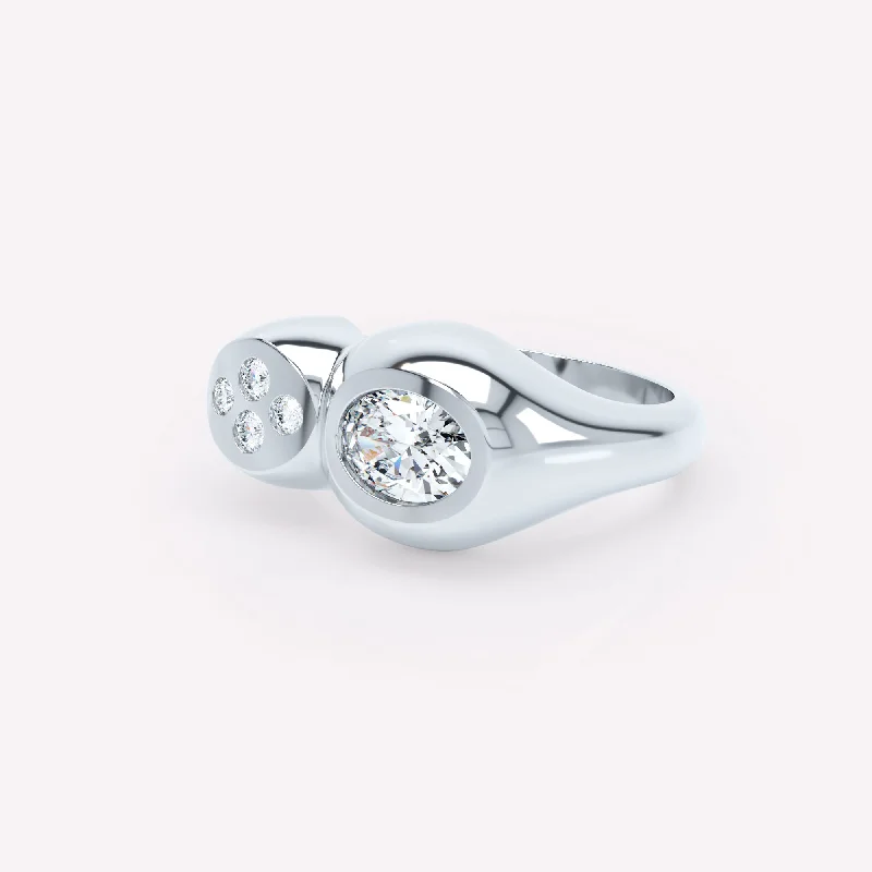 women’s luxury engagement rings-Curve Duo 18K Whitegold Ring w. Diamonds