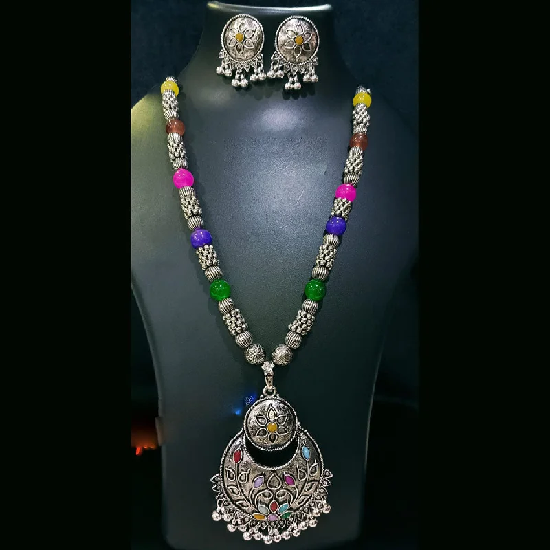 women’s designer necklaces-Manisha Jewellery Oxidised Plated Crystal Stone Necklace Set