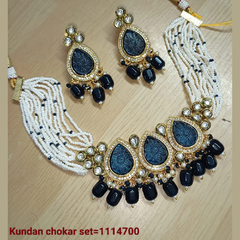 women’s gemstone necklaces-Padmawati Bangles Gold Plated Kundan Stone Choker Necklace Set