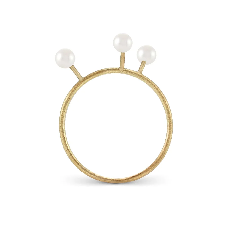 women’s cubic zirconia rings-TENTACLE 3 14K Gold Ring w. Pearl