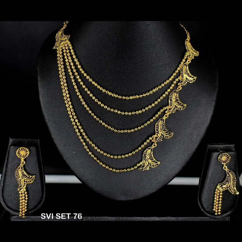 women’s casual necklaces-Mahavir Forming Gold Necklace Set - SVI SET 76