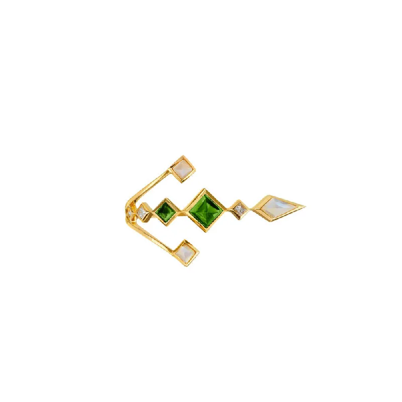 women’s wedding ring sets-SPECTRUM Intimo 18K Gold Ring w. Chrome diopside, Opal & Diamond