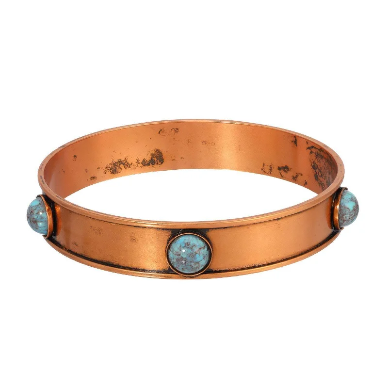 women's butterfly bracelets-1928 Jewelry Round Turquoise Stone Bangle Bracelet