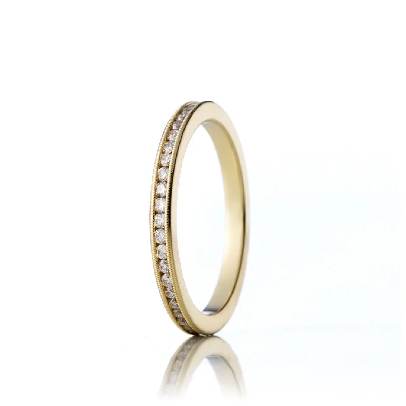 women’s gemstone wedding rings-Eternity Narrow 18K Gold, Rosegold or Whitegold Ring w. Diamonds