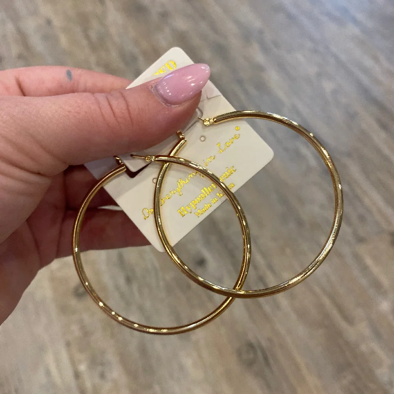 women's moon earrings-Marion 2" Simple Gold Hoops