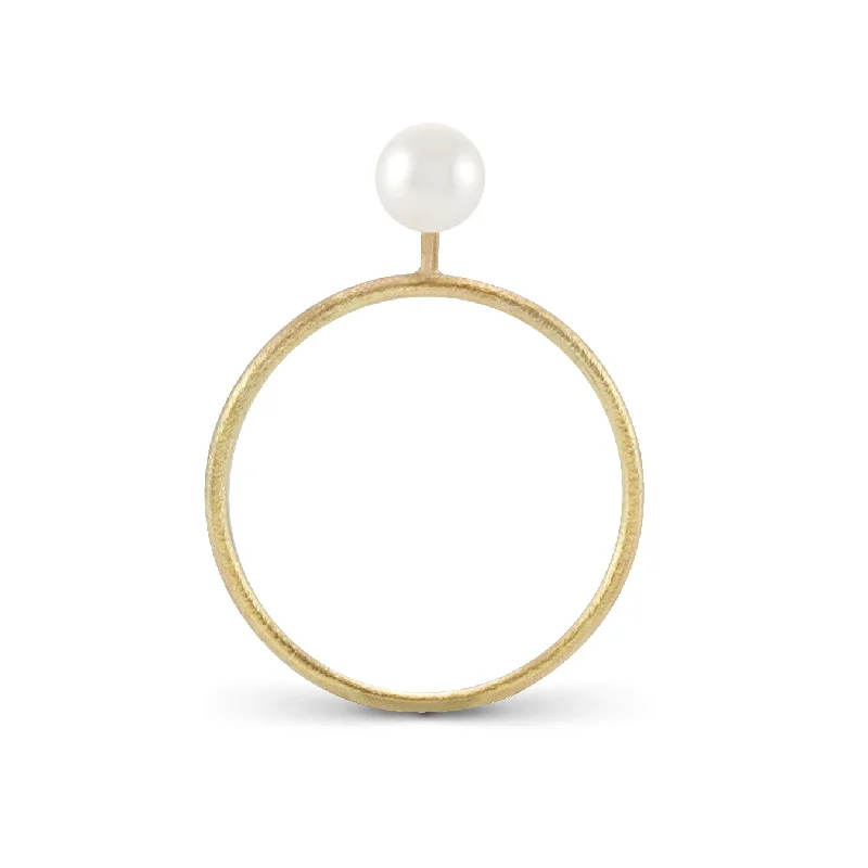 women’s oval rings-TENTACLE 14K Gold Ring w. Pearl