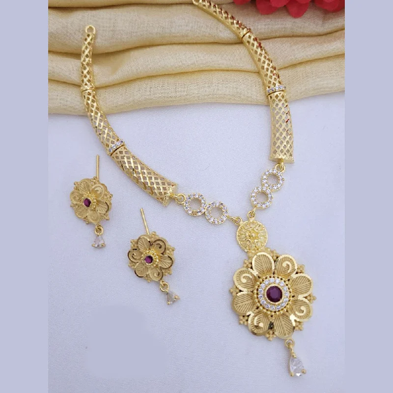 women’s name necklaces-FS Collection Gold Plated Austrian Stone Necklace Set