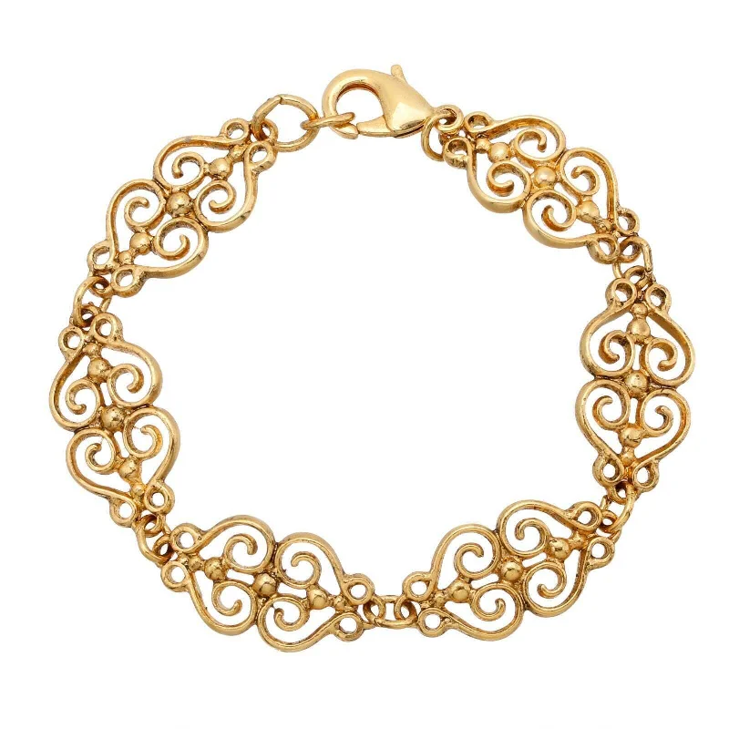 women's feng shui bracelets-1928 Jewelry Gold Heart Filigree Bracelet