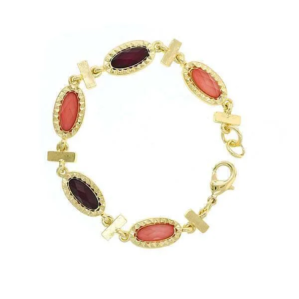 women's eco-friendly bracelets-2028 Jewelry Raspberry & Peach Stone Chain Bracelet