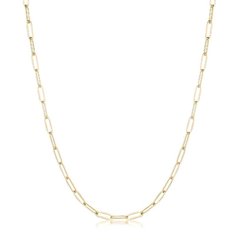 women’s diamond necklaces-Kaylee 20" Gold Medium Paperclip Chain Linked Necklace