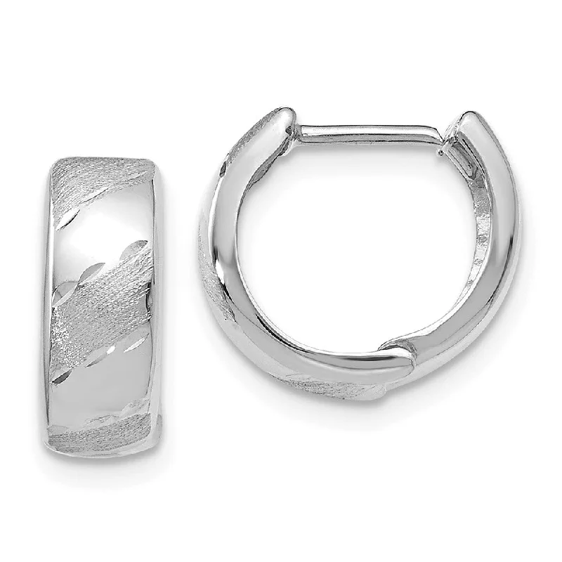 women's drop earrings-5mm Polished & Satin Hinged Hoops in 14k White Gold, 13mm (1/2 Inch)