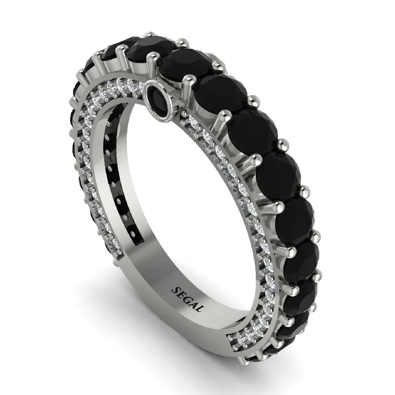 women's silver engagement rings-Black Diamond Eternal Love Wedding Ring - Anaya No. 9