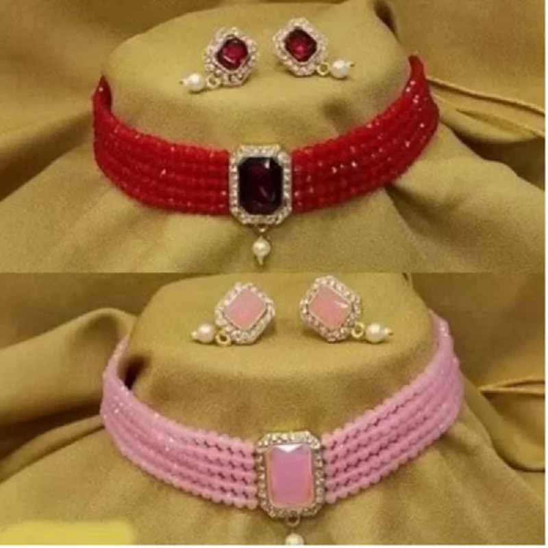 women’s custom necklaces-Shrishti Fashion Gold Plated Choker Necklace Set Combo