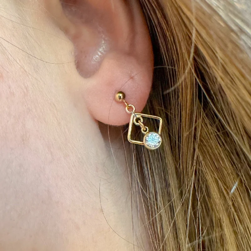 women's nature-inspired earrings-Tiny Diamond Drops