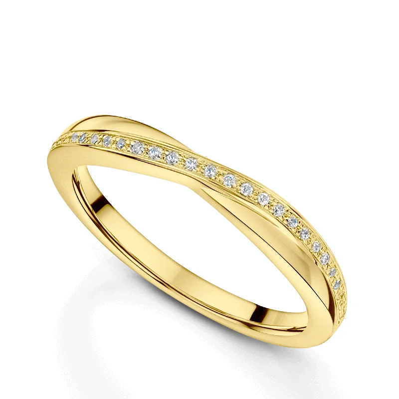 women's luxury engagement rings-18ct Yellow Gold Diamond Cross Over Wedding Ring