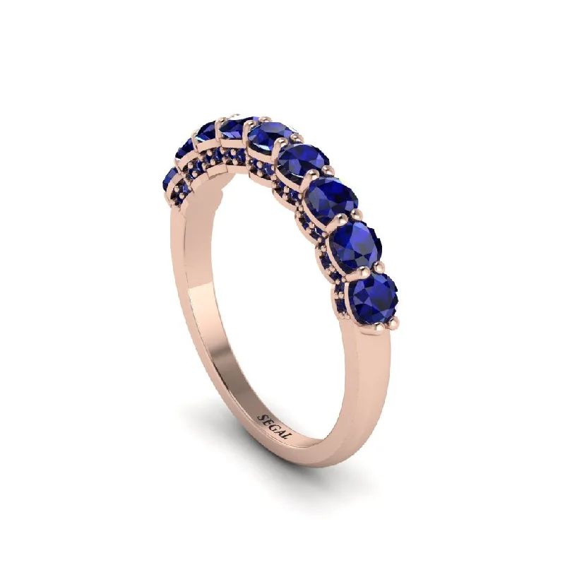 women's rose gold engagement rings-Round Cut Sapphire 14K Gold Wedding Ring  - Jimena No. 74