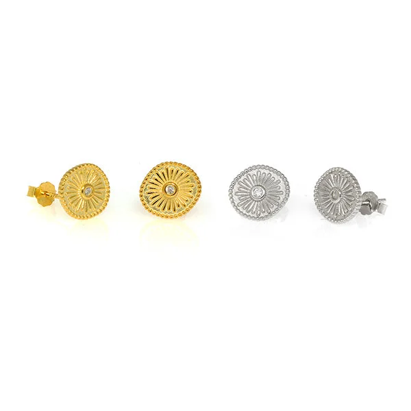 women's short earrings-Compass Studs