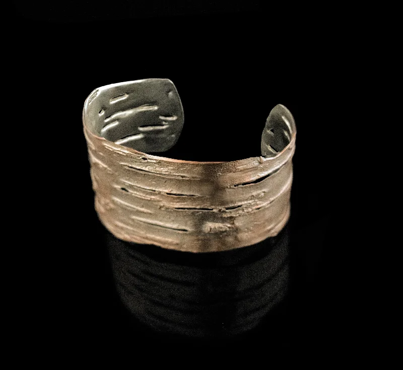 women's butterfly bracelets-Fine Birch Silver Cuff