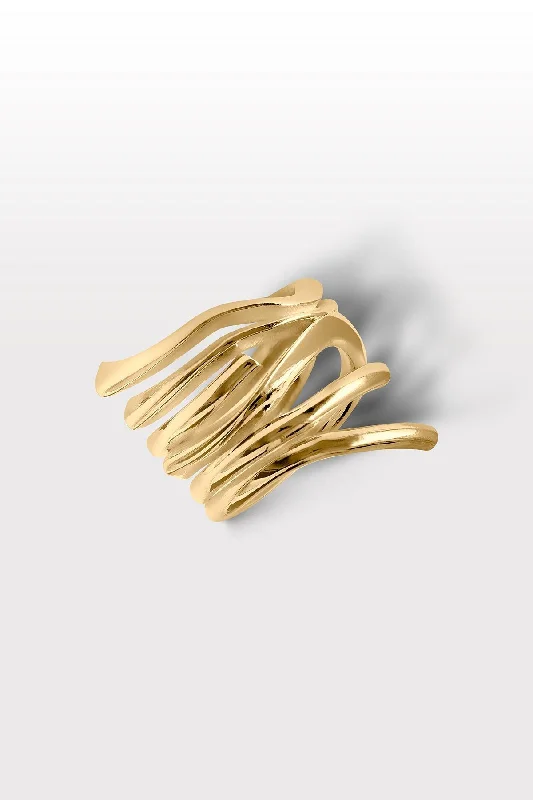 women’s round-cut rings-Tide 05 18K Gold Plated Ring