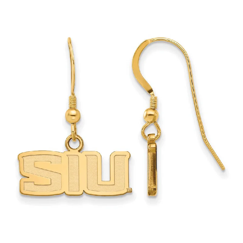 women's pearl earrings-14k Gold Plated Silver South Illinois University Dangle Earring