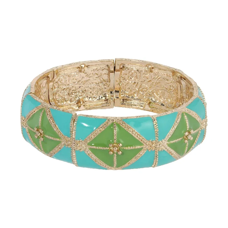 women's spiritual bracelets-2028 Jewelry Southwestern Wide Enamel Stretch Bracelet