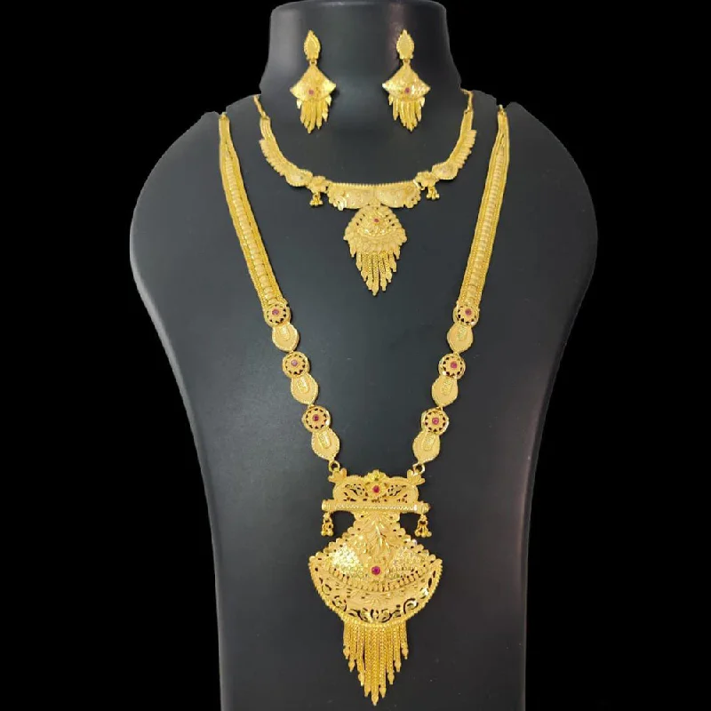 women’s dainty gold necklaces-Pari Art Jewellery Forming Double Necklace Set