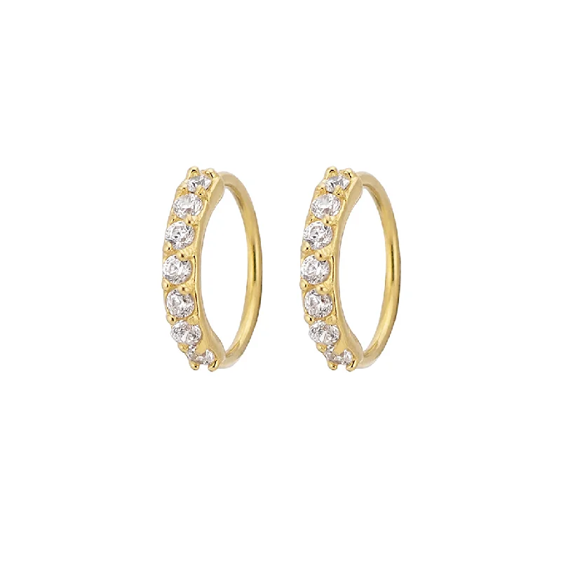 women's rhinestone earrings-CZ Diamond Sparkle Hoops