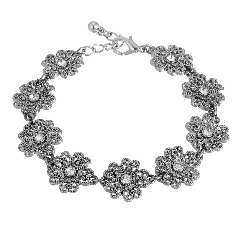 women's Hamsa bracelets-1928 Jewelry Crystal Flower Link Bracelet