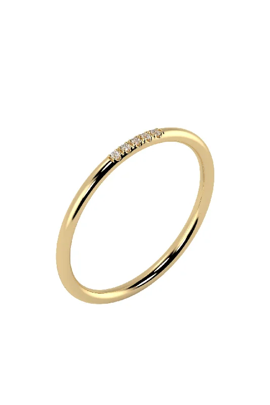 women’s sapphire and diamond rings-Line 18K Gold Ring w. Lab-Grown Diamonds