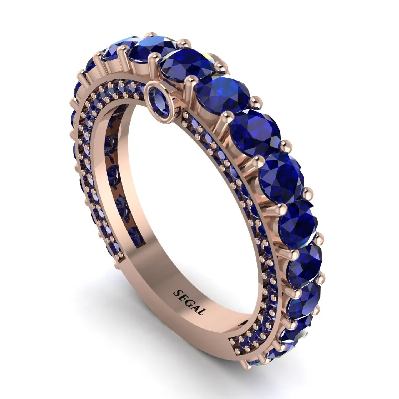 women's wide band engagement rings-Sapphire Eternal Love Wedding Ring - Anaya No. 74