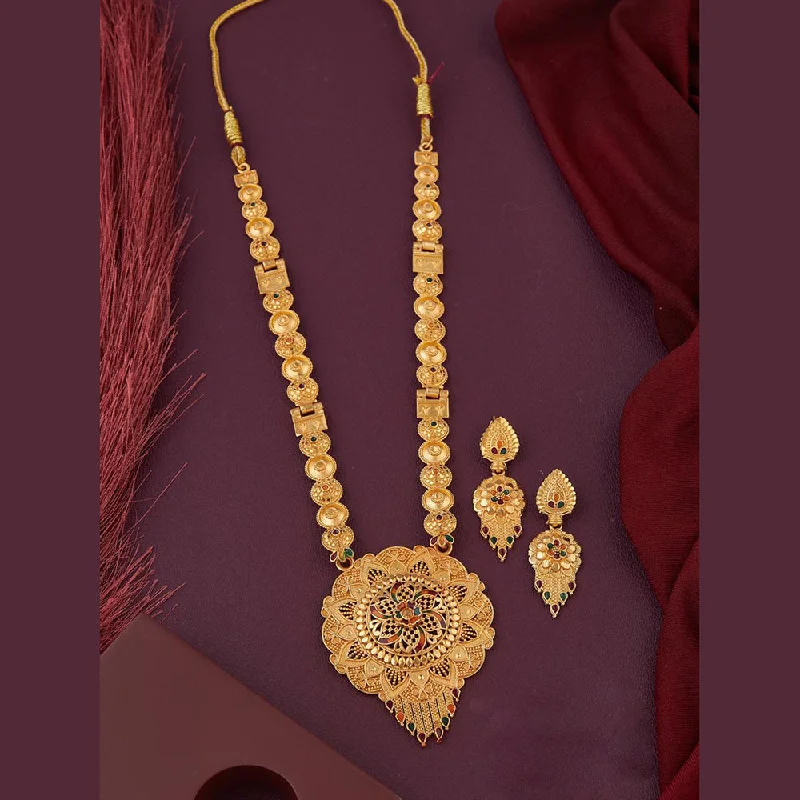 women’s silver heart necklaces-Kalpna Sales Gold Plated Meenakari Necklace Set