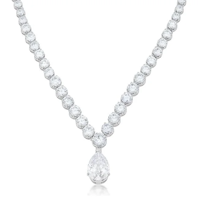 women’s name necklaces-Chandani Bejeweled CZ Pear Drop Necklace | 60ct