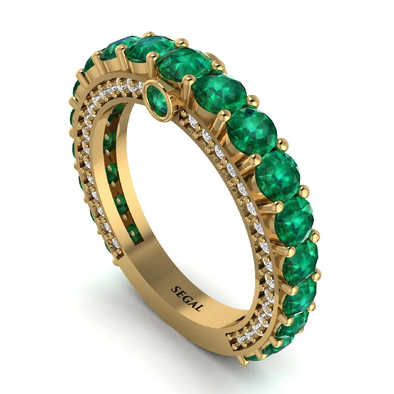 women's bezel setting engagement rings-Emerald Eternal Love Wedding Ring - Anaya No. 4