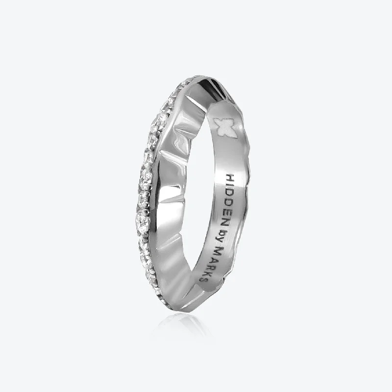 women’s personalized rings-A. Iceberg 18K White Gold Ring w. Lab-Grown Diamond Pavé