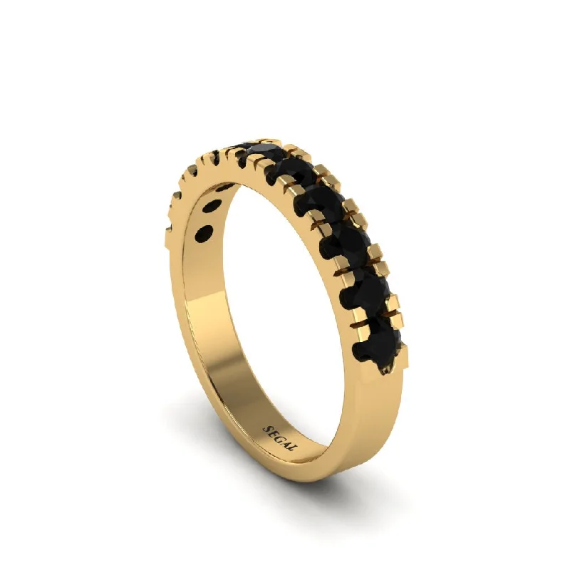 women's matching engagement rings-Black Diamond 14K Gold Eternity Wedding Ring - Alani No. 7