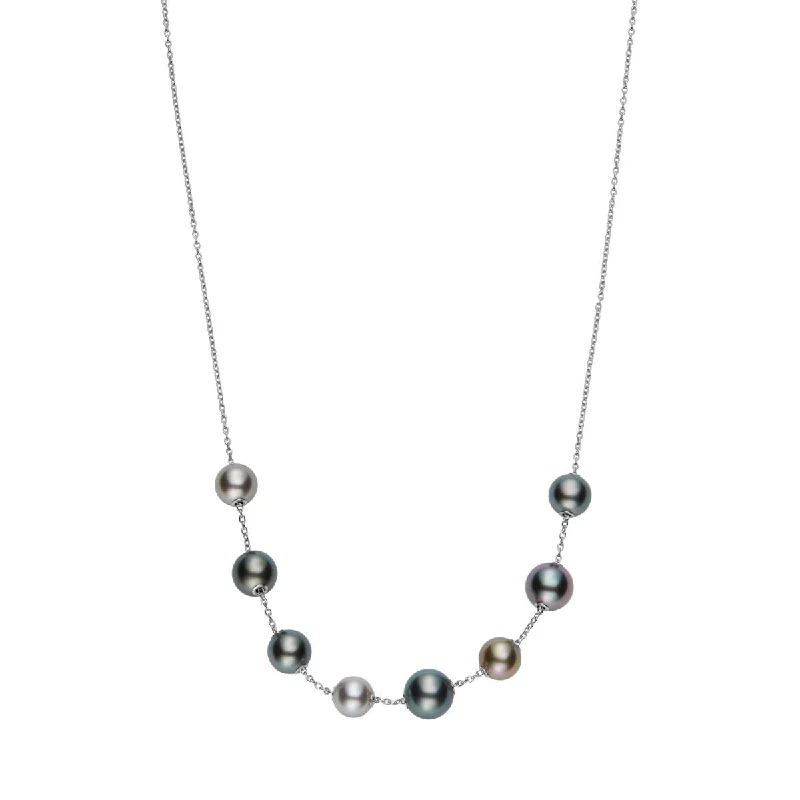 women’s birthstone necklaces-Black South Sea Pearls in Motion Necklace