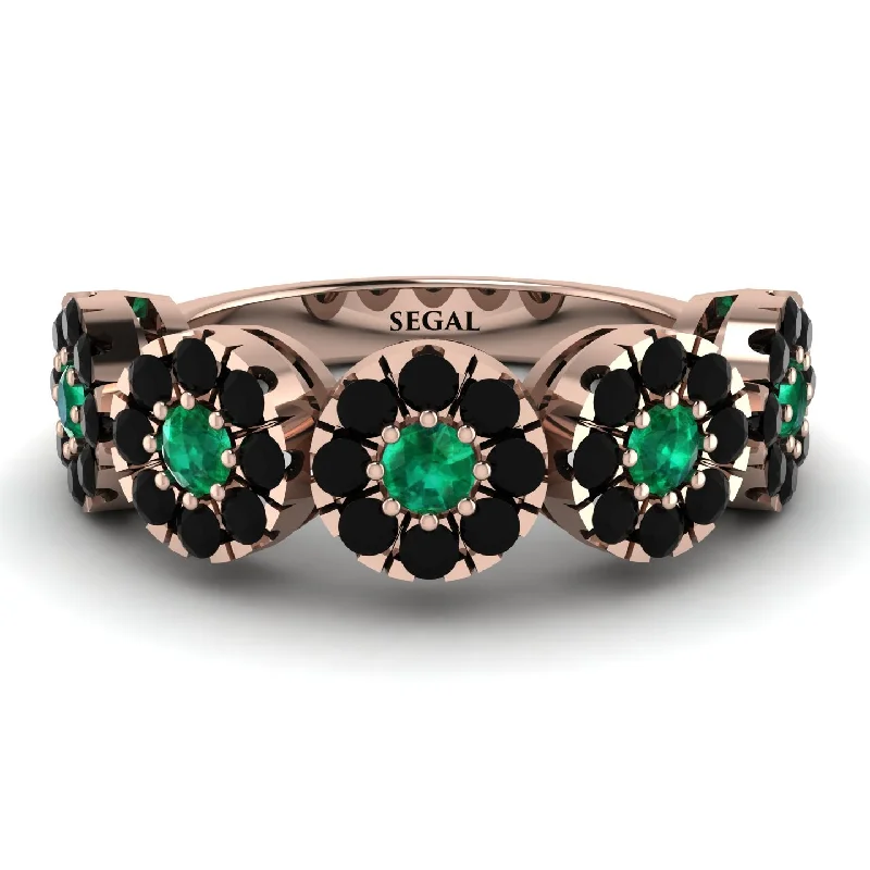 women's side stone engagement rings-Emerald Blossom Of Eternity Wedding Ring - Yaretzi No. 35