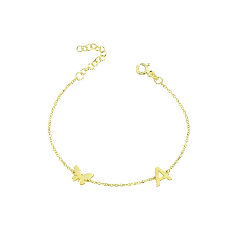 women's celestial bracelets-Initial Butterfly Bracelet