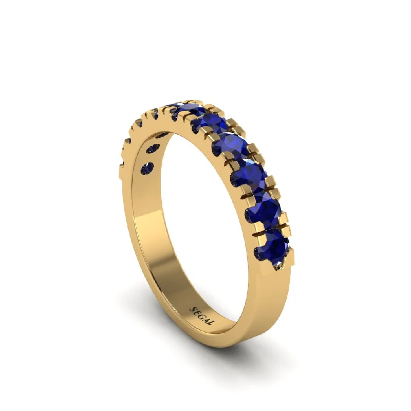 women's wide band engagement rings-Sapphire 14K Gold Eternity Wedding Ring - Alani No. 13